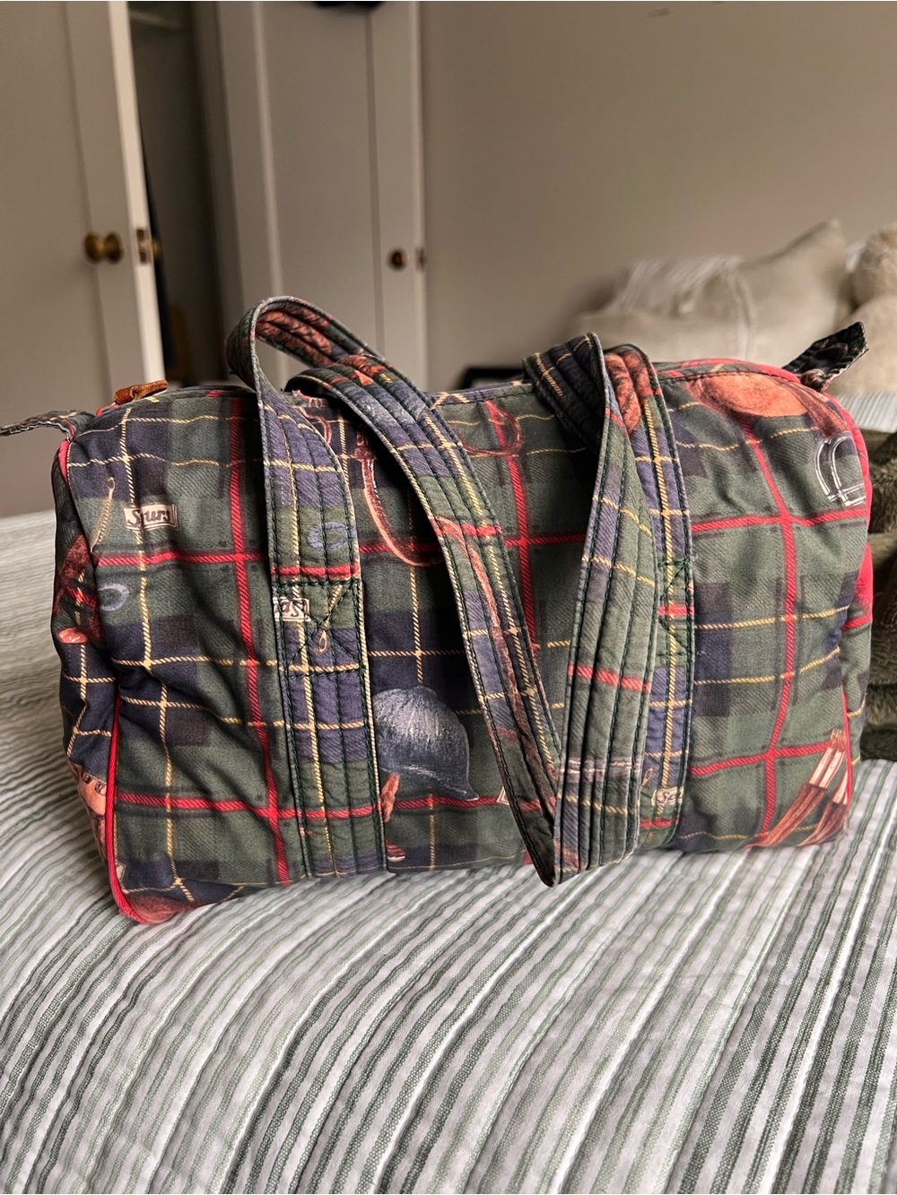 Vintage Ralph Lauren Equestrian Theme quilted bag.